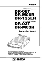 Alinco DR-06T DR-M06R DR-135LH DR-03T DR-M03R VHF UHF FM Radio Owners Manual page 1