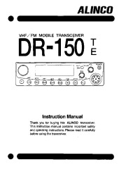 Alinco DR-150 VHF UHF FM Radio Owners Manual page 1